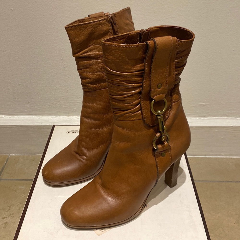 Coach Torre Text Calf Booties Sz 7m